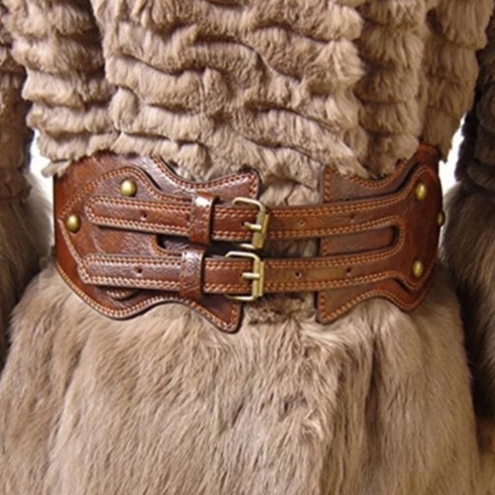 Boho Leather Belt Waist Wide for Dresses Tops Sweaters